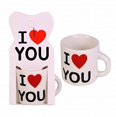 Декоративна міні чашка 3х3см I love you - фото