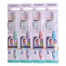 Зубна щітка Dorco Soft Silk біла з футляром - фото